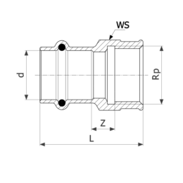 Соединительный элемент медный Viega Sanpress с SC-Contur d=28 (арт. 428 174)