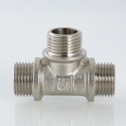 Тройник VALTEC 1/2 наружная резьба, никелированная латунь