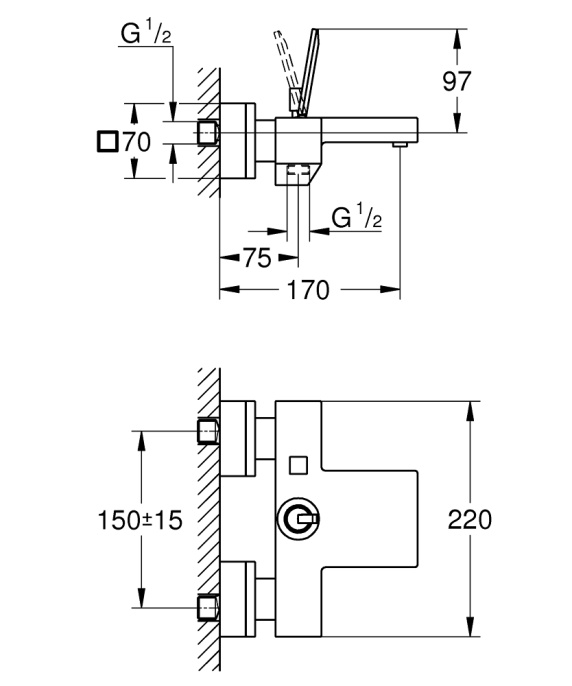 Смеситель для ванны Grohe Eurocube Joy 23666000
