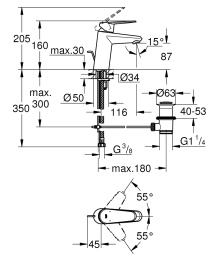 Смеситель для раковины Grohe Eurodisc Cosmopolitan 33190002