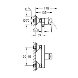 Смеситель для душа Grohe BauEdge New, наружный, хром