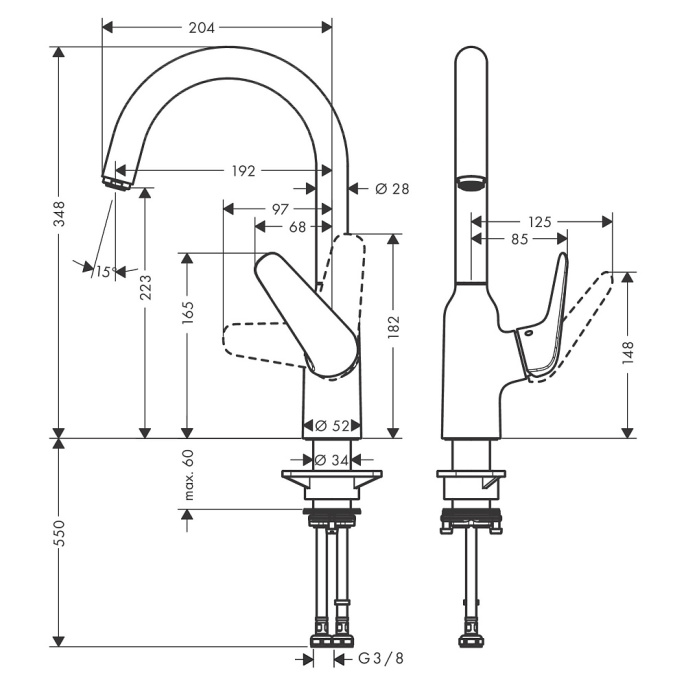 Смеситель для кухни Hansgrohe M42 Focus, хром