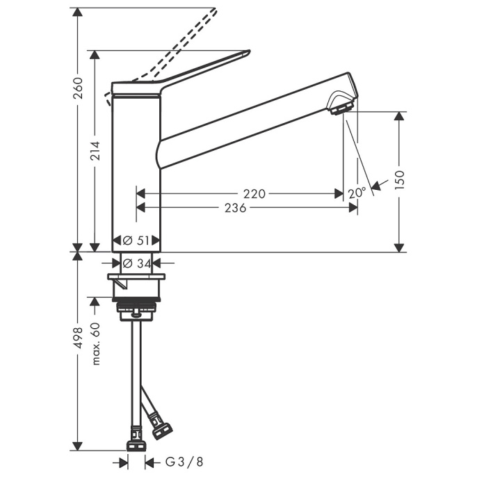 Смеситель для кухни Hansgrohe Zesis M33 150, хром