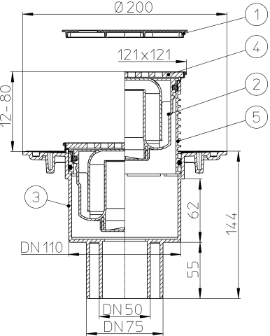 Трап HL 310N-3000 с решеткой 3123