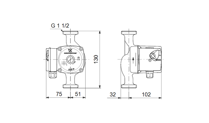Циркуляционный насос Grundfos UPS 25-60 130