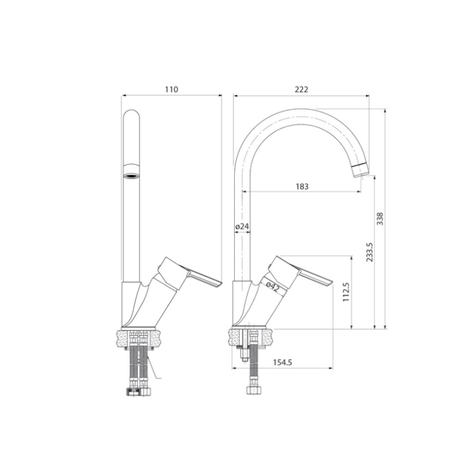 Смеситель для кухни IDDIS Kitchen Line, хром, на мойку, K11SB0Ji05