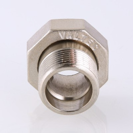 Сгон VALTEC 1/2 х 3/4 с накидной гайкой наружная резьба, никелированная латунь
