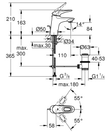 Смеситель для раковины Grohe Eurostyle 33558LS3