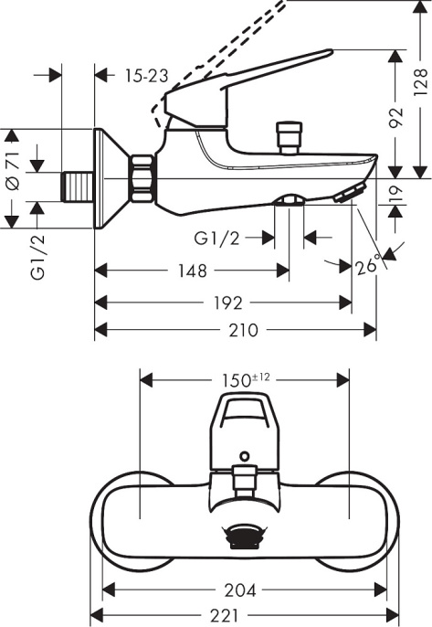 Смеситель для ванны Hansgrohe Novus Loop 71340000