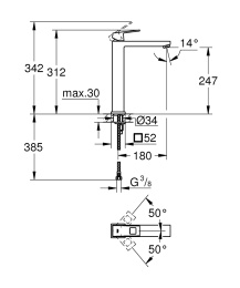 Высокий смеситель для раковины Grohe Eurocube 23406000