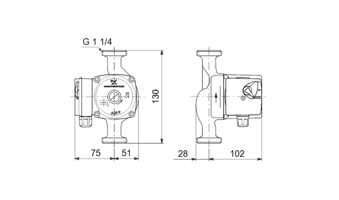 Циркуляционный насос Grundfos UPS 20-40 130