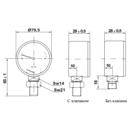 Термоманометр Watts F+R 828/6, радиальный