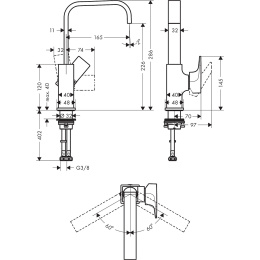 Смеситель для раковины Hansgrohe Metropol 230, матовый черный