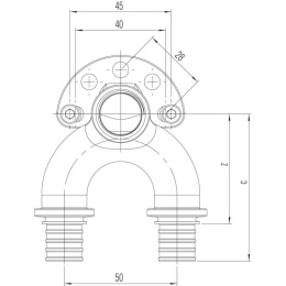 Угольник Rehau проточный настенный 20/20-Rp 1/2 длинный RX