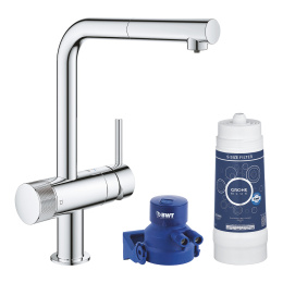 Смеситель для кухни Grohe Blue Minta Pure с L-образным выдвиж изливом, фильтрация, хром