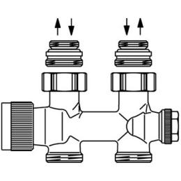 Узел нижнего подключения Oventrop Multiblock T 1/2x3/4 прямой, с преднастройкой