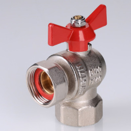 Кран шаровой VALTEC угловой с накидной гайкой 3/4 ВР-ВР (короткий)