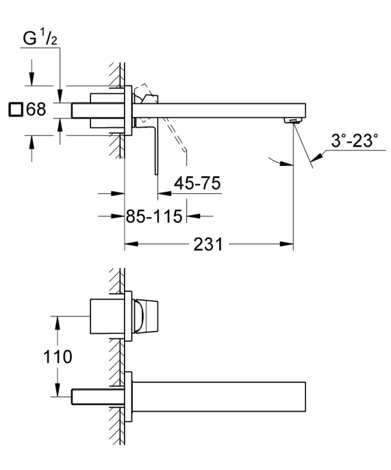 Встраиваемый смеситель Grohe Eurocube 23447000