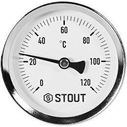 Термометр Stout биметаллический с погружной гильзой 50 мм, Dn 63 мм, 1/2 , 0...120С