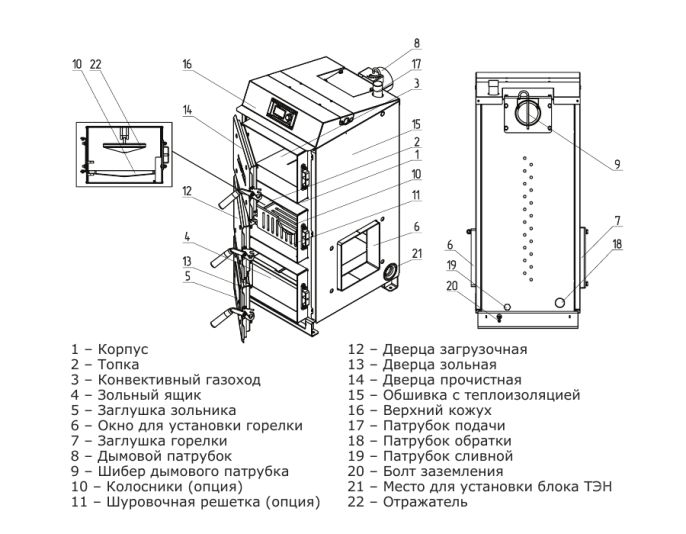 Твердотопливный напольный котел отопления ZOTA Forta 25 кВт