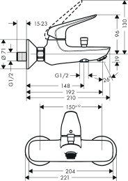 Смеситель для ванны Hansgrohe Novus 71040000