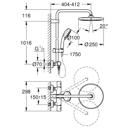 Душевая система Grohe Tempesta Cosmopolitan System 250 с термостатом, хром (26670000)