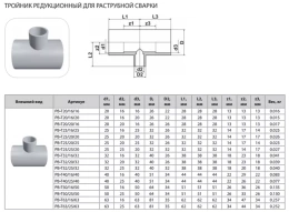 Тройник Thermaflex редукционный для раструбной сварки PB-T32/16/32